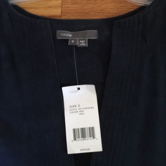 New VINCE Leather Tunic Dress in Navy - Picture 2 of 7